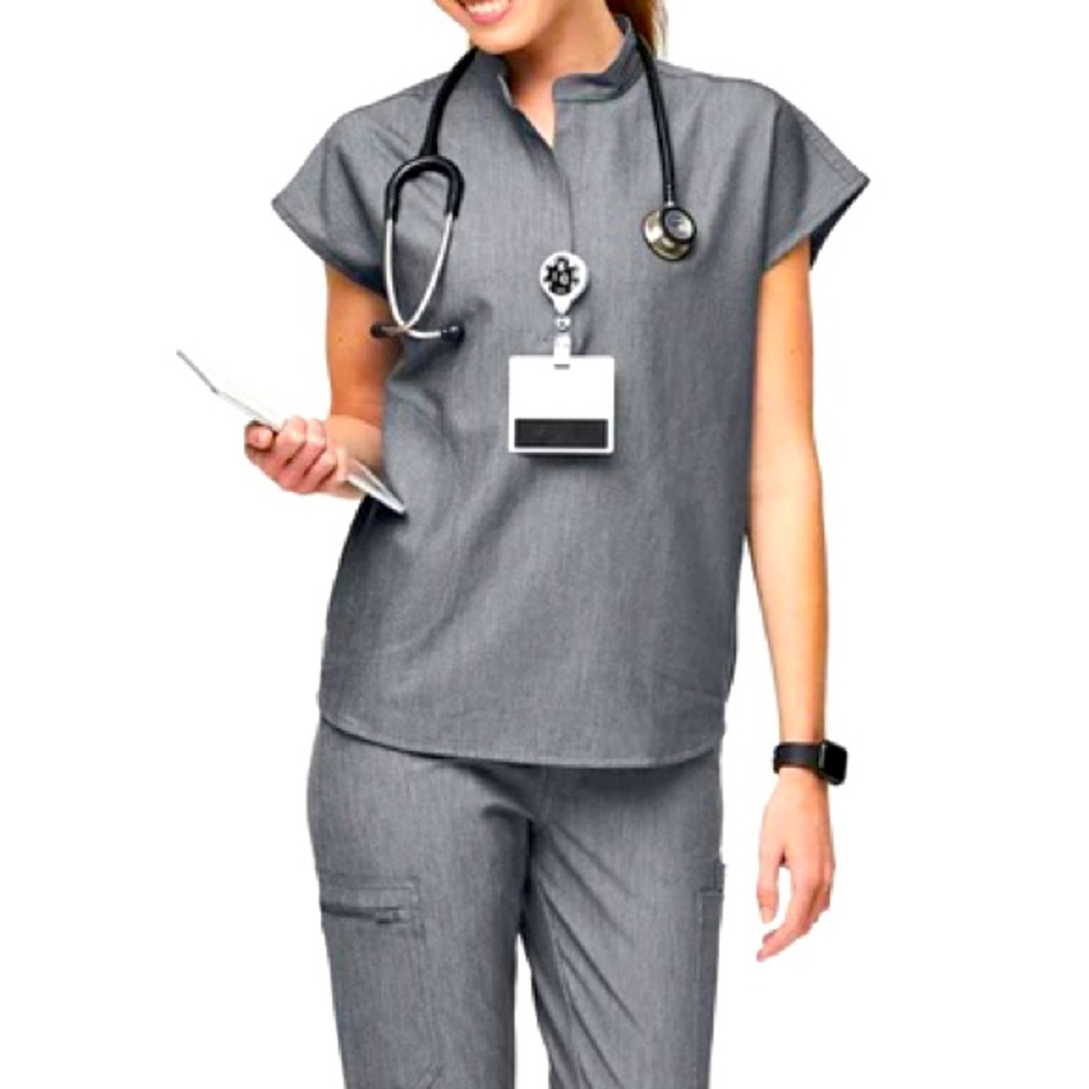 FIGS SCRUBS TOP AND BOTTOM - GREY L. TAGS INTACT